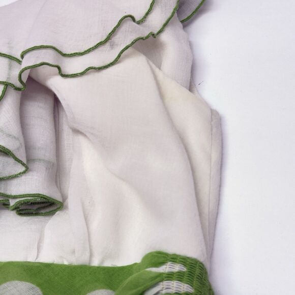 Vintage 60s Milkmaid Polka Dot Dress Size Small Green Handmade Trad Off Shoulder - Picture 11 of 16